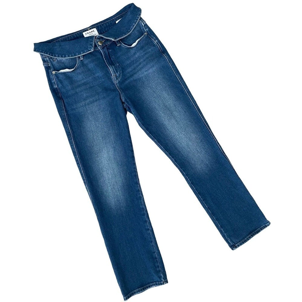 Frame Denim Fold Over Waist Le High Straight Stallis Jeans Size 29